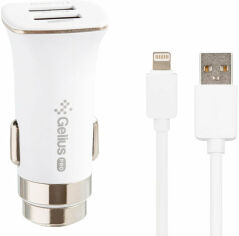 Акция на Gelius Usb Car Charger 2xUSB Pro Apollo 3.1A with Lightning Cable White (GP-CC01) от Stylus