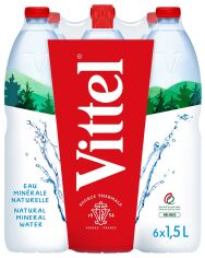 Акція на Упаковка мінеральної негазованої води Vittel 1.5 л х 6 шт від Rozetka
