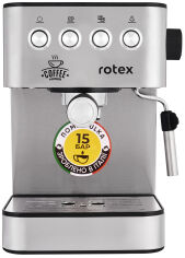 Акція на Кавоварка рожкова ROTEX RCM850-S Power Espresso від Rozetka