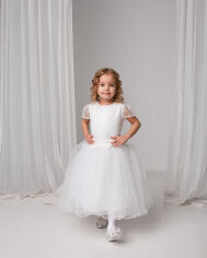 Акция на Дитяче літнє святкове фатинове плаття для дівчинки Tair Нарядная одежда 102ПЛ 92 см Молочне от Rozetka