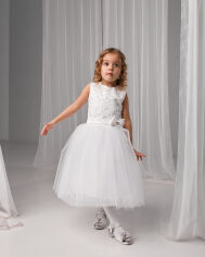 Акція на Дитяче літнє святкове фатинове плаття для дівчинки Tair Нарядная одежда 103ПЛ 98 см Молочне від Rozetka