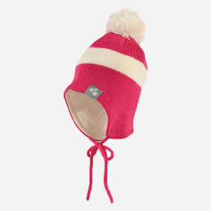Акція на Дитяча зимова шапка на зав'язках із помпоном на флісі для дівчинки Huppa Viiro 1 83620100-70063 S 47-49 см від Rozetka