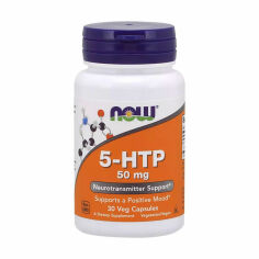 Акція на Дієтична добавка амінокислота в капсулах NOW Foods 5-HTP Гідроксітріптофан 50 мг, 30 шт від Eva