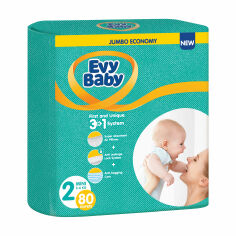 Акція на Підгузки Evy Baby Mini розмір 2 (3-6 кг), 80 шт від Eva