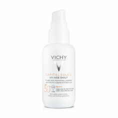 Акція на Сонцезахисний флюїд для обличчя Vichy Capital Soleil UV-Age Daily, SPF 50+ PA ++++, проти ознак фотостаріння, 40 мл від Eva