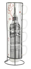 Акція на Набір чашок Limited Edition LONDON на метал.підставці,4*420мл,B1163-09359-2 від Eva