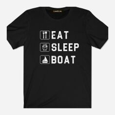 Акція на Футболка Love&Live Eat, Sleep, Boat LLP00877 2XL Чорна від Rozetka