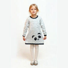 Акція на Платье-туника для девочки Art Knit Панда светло-серая 98-104 від Podushka