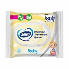 Акция на Вологий туалетний папір Zewa Baby без аромату, 1-шаровий, 80 шт от Eva