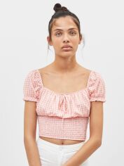 Акція на Топ жіночий Bershka XAZ282192HIHU M Рожевий з білим від Rozetka