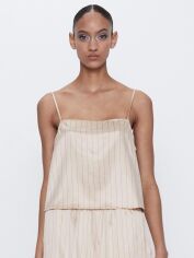Акція на Топ жіночий Zara XAZ264922CGSO S Бежевий в смужку від Rozetka