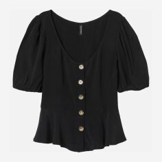 Акція на Блузка жіноча H&M XAZ230744LGUV 34 Чорна від Rozetka