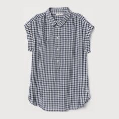 Акція на Блузка жіноча H&M XAZ325074SSWM 32 Біла з темно-синім від Rozetka