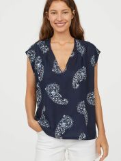 Акція на Блузка жіноча H&M XAZ165759SBHS 36 Темно-синя від Rozetka