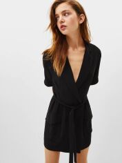 Акція на Плаття на запах коротке літнє жіноче Bershka XAZ235074LHPB S Чорне від Rozetka