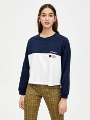 Акция на Світшот жіночий Pull & Bear XAZ303534HIYE XXS Темно-синій з білим з принтом от Rozetka