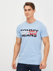 Акція на Футболка бавовняна довга чоловіча Tommy Jeans 10737.2 S Блакитна від Rozetka