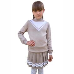 Акція на Джемпер для девочки Морячка Art Knit бежевый 128-134 від Podushka