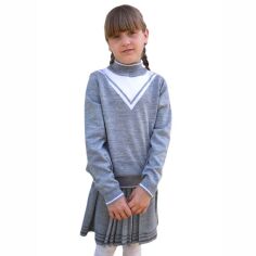 Акція на Джемпер для девочки Морячка Art Knit серый 116-122 від Podushka