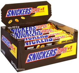 Акція на Упаковка батончиків Snickers Super +1 20 шт x 112.5 г від Rozetka