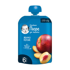 Акція на Дитяче фруктове пюре Gerber Яблуко та персик, з 6 місяців, 150 г від Eva