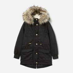 Акция на Дитяча зимова куртка-парка для дівчинки H&M 7560070 134 см Чорна от Rozetka