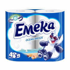 Акція на Туалетний папір Emeka Ocean Breeze, білий, 3-шаровий, 135 відривів, 4 рулони від Eva