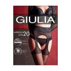 Акція на Класичні жіночі колготки з поліаміду з відкритими зонами на стегнах та мережевним поясом Giulia Impresso Love 20 DEN, Nero, розмір 5 від Eva