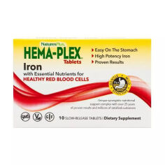 Акция на Залізо та поживні речовини для здоров'я еритроцитів NaturesPlus Hema-Plex Iron with Essential Nutrients, 10 таблеток от Eva