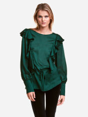 Акція на Блузка жіноча H&M XAZ181079TQEA 36 Темно-зелена від Rozetka