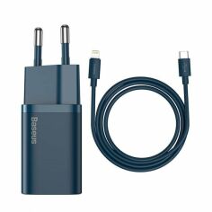 Акция на Baseus USB-C Wall Charger Super Si 20W Blue з кабелем USB-C to Lightning (TZCCSUP-B03) от Y.UA