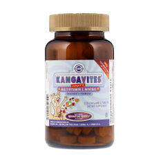 Акція на Дієтична добавка дитячі вітаміни в жувальних таблетках Solgar Kangavites із смаком ягід, 120 шт від Eva