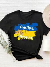 Акция на Футболка жіноча Love&Live Together with Ukraine LLP01698 XL Чорна от Rozetka