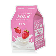 Акція на Тканинна маска для обличчя A'pieu Strawberry Milk One-Pack Полуниця, 21 г від Eva