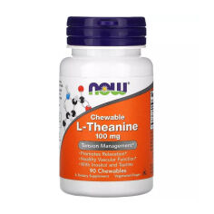 Акція на Дієтична добавка в жувальних таблетках NOW Foods L-Theanine L-Теанін, 100 мг, 90 шт від Eva