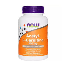 Акція на Дієтична добавка в капсулах NOW Foods Acetyl-L-Carnitine Ацетил-L-Карнітин 500 мг, 100 шт від Eva