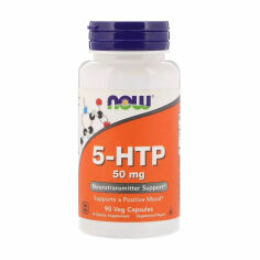 Акція на Дієтична добавка амінокислота в капсулах NOW Foods 5-HTP Гідроксітріптофан 50 мг, 90 шт від Eva