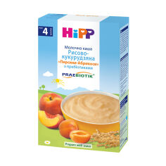 Акція на Дитяча молочна каша HiPP Рисово-кукурудзяна, персики-абрикоси, з пребіотиками, з 4 місяців, 250 г (Товар критичного імпорту) від Eva