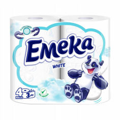 Акція на Туалетний папір Emeka White, 3-шаровий, 135 відривів, 4 шт від Eva