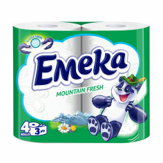 Акція на Туалетний папір Emeka Mountain Fresh білий, 3-шаровий, 135 відривів, 4 рулони від Eva