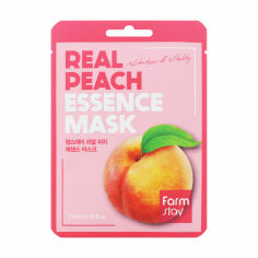 Акция на Тканинна маска для обличчя FarmStay Real Peach Essence Mask, з екстрактом персика, 23 мл от Eva