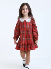 Акция на Дитяче плаття для дівчинки Ласточка 21_5072 116 см Червоне картате от Rozetka