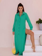 Акция на Плаття-сорочка довге літне жіноче ISSA PLUS 13521 XL Зелене от Rozetka