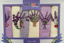 Акція на Набір 6 вафельних рушників Meteor кухонні 30х50 см Lavender різнобарвний від Rozetka