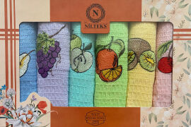 Акция на Набір 6 вафельних рушників Nilteks кухонні 40х60 см Fruit різнобарвний от Rozetka