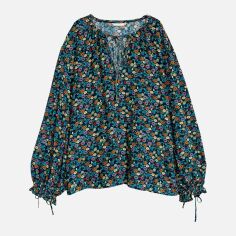 Акція на Блузка жіноча H&M XAZ108716EEZF 32 Синя з різнокольоровим від Rozetka