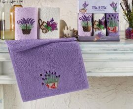 Акція на Набір 3 махрові рушники T?RComFor кухонні 30х50 см Lavender Butterfly Різнокольоровий від Rozetka