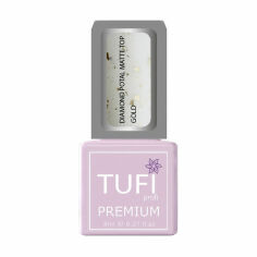 Акція на Матовий топ для гель-лаку Tufi Profi Premium Diamond Potal Matte Top з поталлю та шимером, Золото, 8 мл від Eva