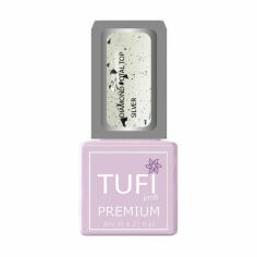 Акция на Топ для гель-лаку Tufi Profi Premium Diamond Potal Top з поталлю та шимером, Срібло, 8 мл от Eva