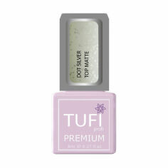 Акція на Матовий топ для гель-лаку Tufi Profi Premium Dot Silver Top Matte з дрібною крихтою, 8 мл від Eva